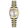 Orologi da Coppia Acciaio Inossidabile con Cinturino, Calendario, Viso con Strass Dorati: Moda Casuale Quarzo da Uomo e da Donna