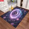 Aesthetic Dandelion Black Hole Area Rug, Purple Neon Galaxy Carpet for Living Room, Non-slip Space Floor Mat for Bedroom Decor