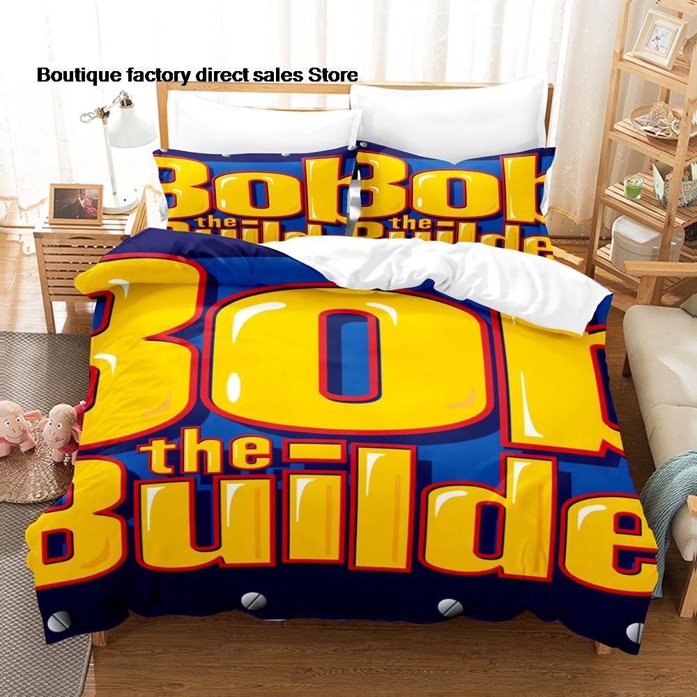 3D-gedrucktes Bob der Baumeister Bettwäscheset Bettbezug Kissenbezug Für Kinder Schlafzimmer Dekor Einzelbett Doppelbett Queen Size King Size Bettwäsche