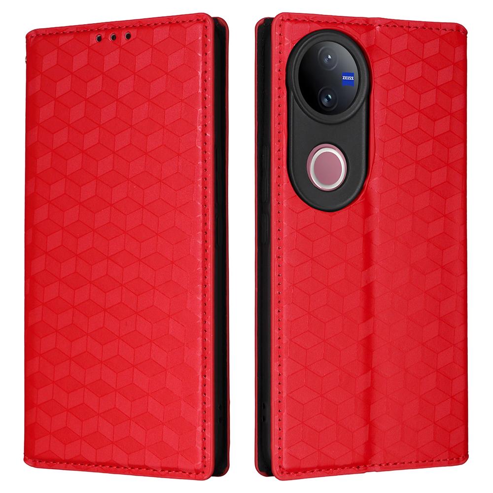 For Vivo V50 5G Case Wallet Rhombus Imprinted Leather Phone Cover