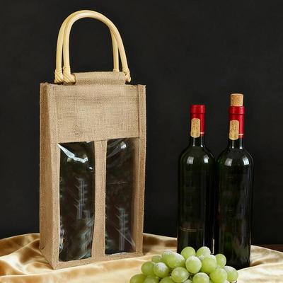 Red Wine Handbag Wine Gift Box With Window And Handle Single/ Double Bottle Champagne Package Bags Wedding Favors For Guests