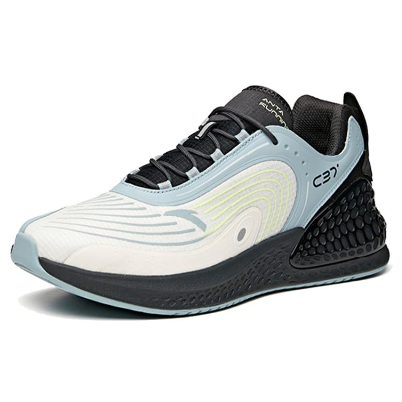 Anta C37+ Cushioned Anti Slip Wear Resistant Breathable Lightweight Low Top Sprint Running Shoes ] Men's Black Blue Sneakers 912225537-3