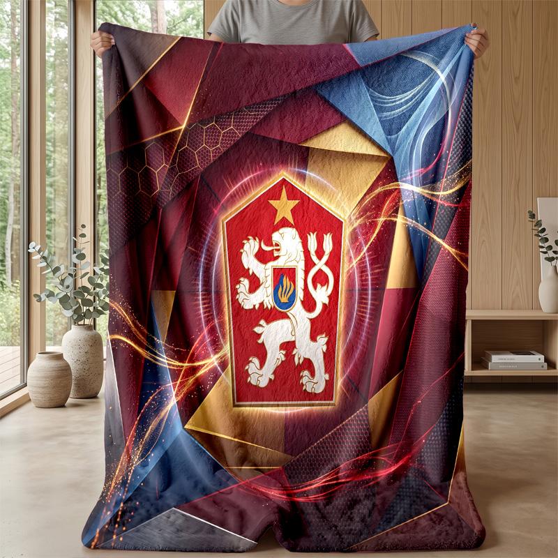 Czech Republi Football Printed Flannel Blanket Skin Friendly Warm Decorative Throw for Indoor Couch Bed Daily Use