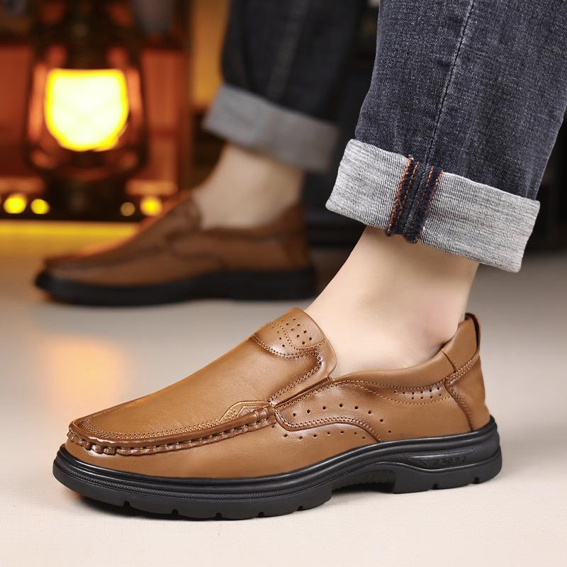 Fashion Fashion Casual Cow Leather Loafers for Men Spring Autumn Soft-soled New Designer Men's Shoes Solid Color Driving Shoes Male