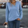 New Women's Casual Loose Fashion Solid Long Sleeve V-Neck Buttoned Sweatshirt