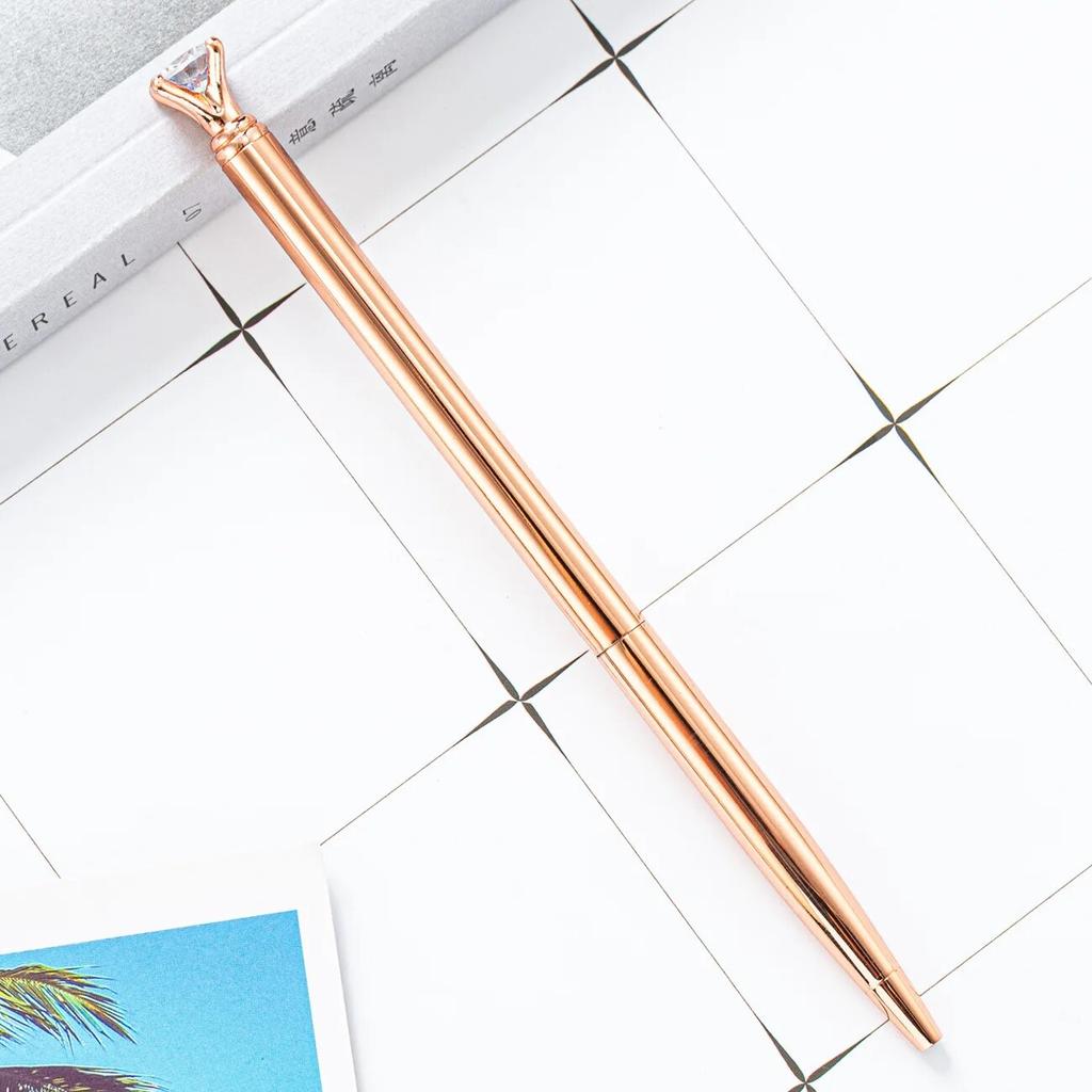 Spinning Ballpoint Pen Roller School Office Supplies Wedding Stationery Crystal Diamond Metal Rose Gold Luxury