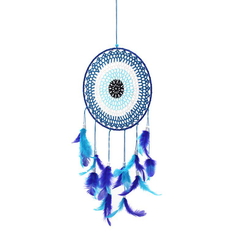 Hand-woven Craft Blue Feather Dream Net Catcher Cute Girly Bedroom Wall Hanging Living Room Decoration