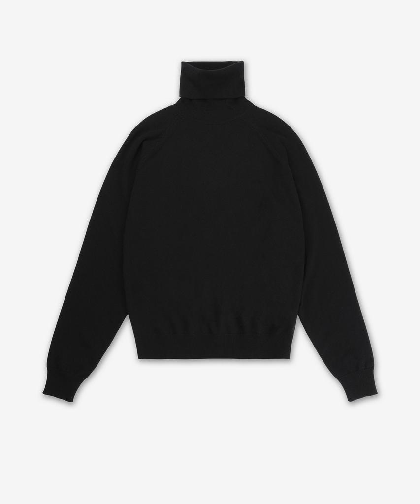 SAINT LAURENT Cashmere Cassandre Embroidered Logo High-Neck Knit - Black / 820746Yall21000
