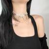 Vintage Lace Pearl Choker Shiny Lolita Choker Necklace Adjustable Rhinestone Tassel Necklace  Party