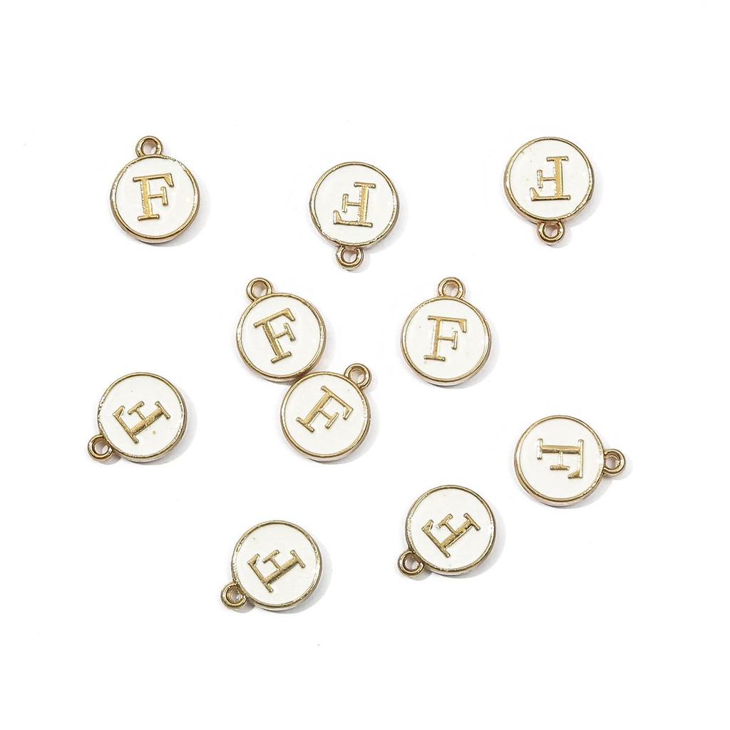 10Pcs 12x2.5mm Alphabet Double Face Charms Pendant Beads for Jewelry DIY Findings