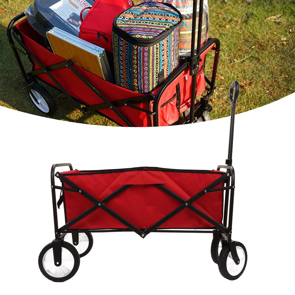Foldable Camping Trolley Height Adjustable Large Capacity Heavy Duty Portable Collapsible Camping Wagon Cart for Outdoor
