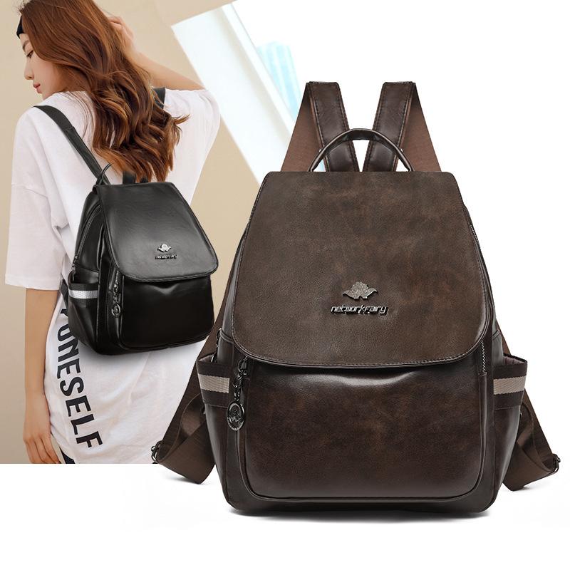 Schoolbag Fashion Backpack Women's 1011 New Korean Edition Student School Bag Large Capacity Women's Bag Tassel Outdoor Soft Leather Backpack