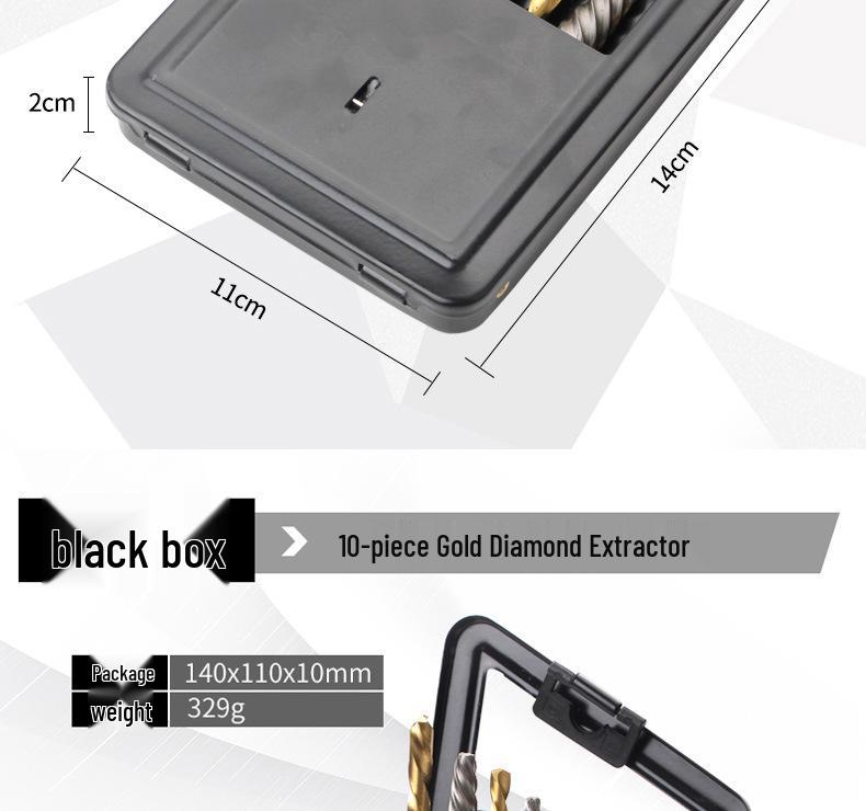 10-Piece Screw Extractor Set with Iron Box and Imperial Drill Bits