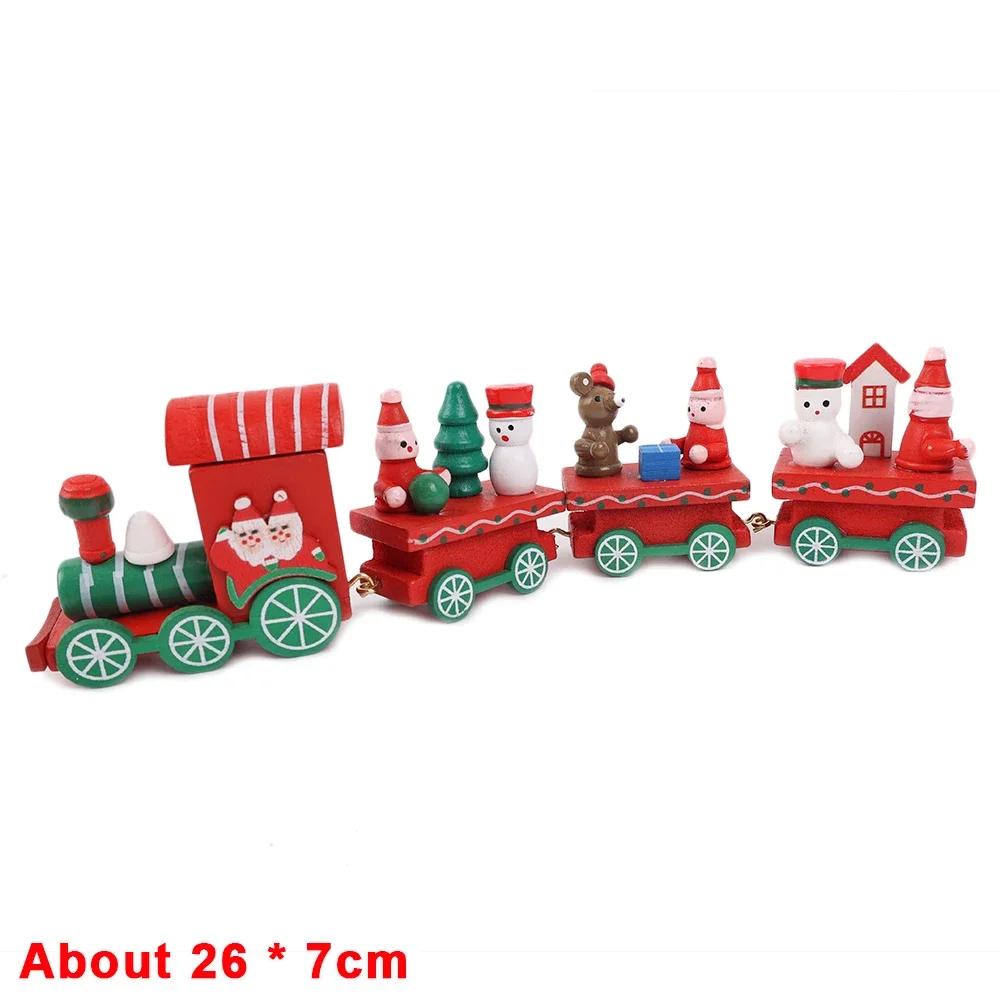 Wooden Christmas Train Ornament Plastic Mini Christmas Train Toys Festival Party Decoration Xmas Table Ornaments New Year Gifts