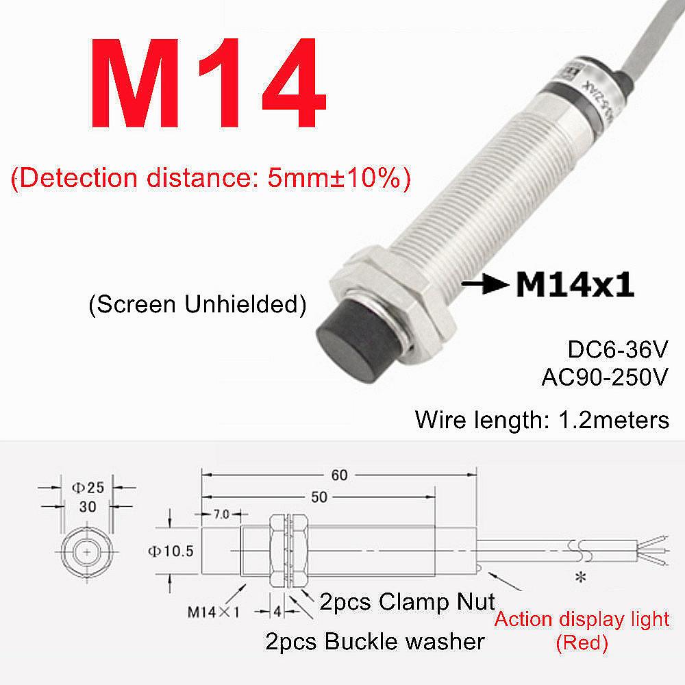 Black Proximity Switch Inductive Proximity Sensor Detection Switch NPN/PNP DC 6-36V Approach Sensor 4mm 6mm M5 M10 14 M16 M20 22