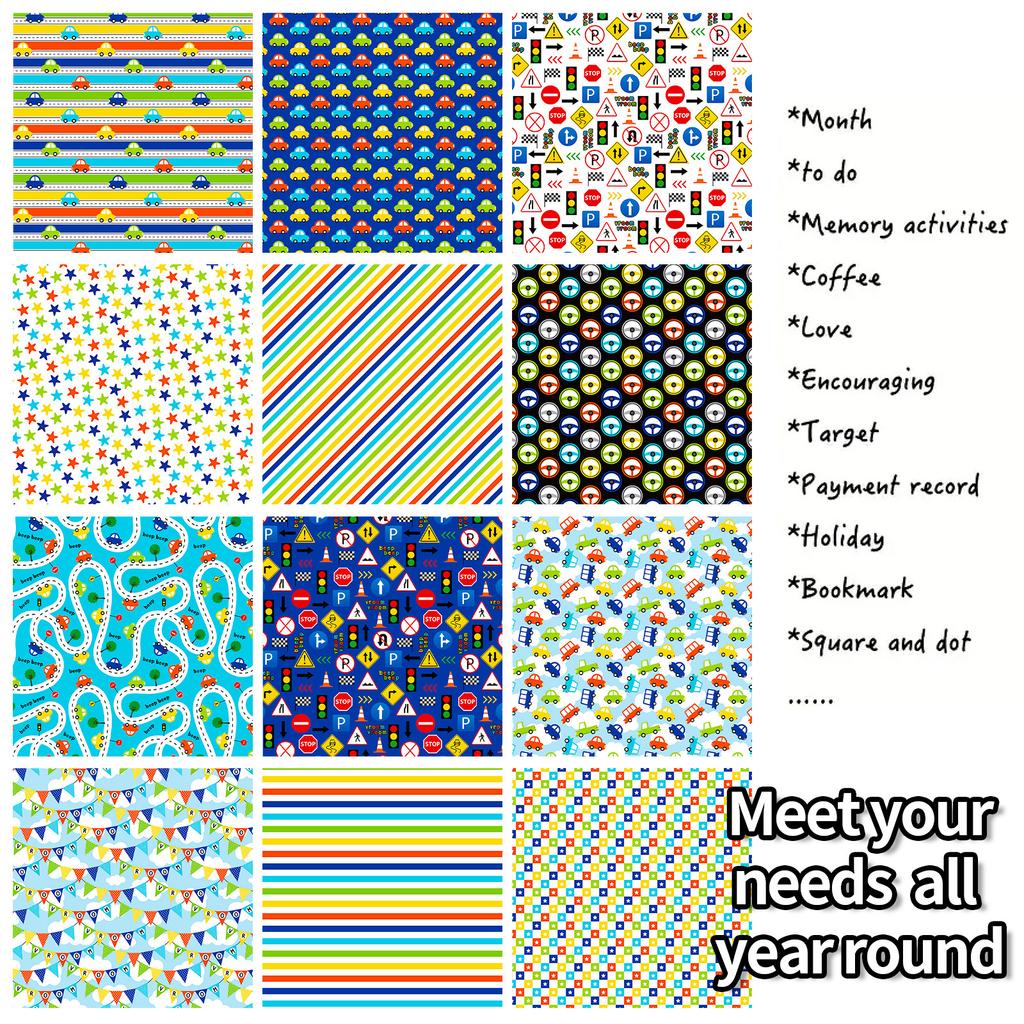 12 Packungen Blaue Streifen Niedliches Windmaterial Papier DIY Handkonto Hintergrundpapier