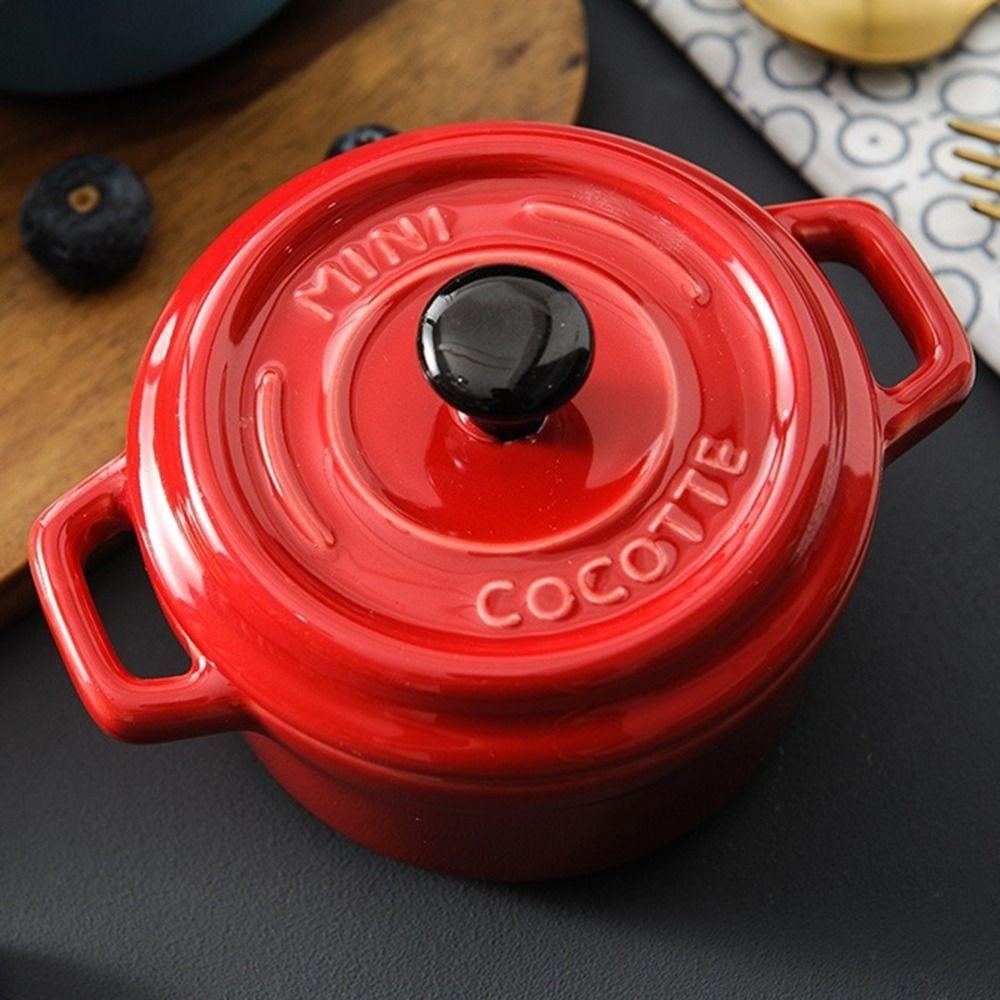 Anti-scalding Ceramic Breakfast Bowl Hanging Ears Mini Casserole with Lids  Household