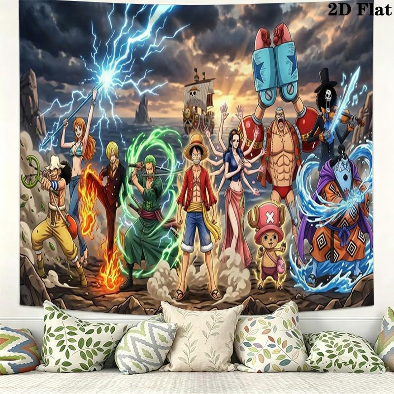 Japanese Anime Pirate Wall Tapestry Aesthetic Wall Hanging Printed Fabric Blanket Decorative Tapestries for Bedroom Living Room Home Decor