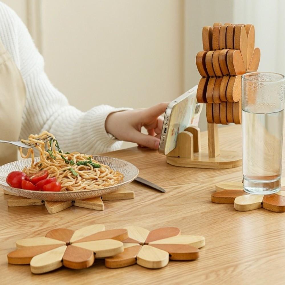 Decorative Wood Trivets Thicken Pot Holders Eco-Friendly Pot Holder Dining Table