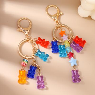 Cute Resin Gummy Bear Key Chain 3D Animal Key Ring Pendants for  Women Girls Handbag DIY Kid's Jewelry Gifts