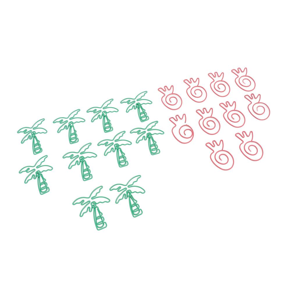 100pcs Paper Clips Portable Mini Electroplating Green Tree Pink Strawberry Shape Metal Paper Clips for Office