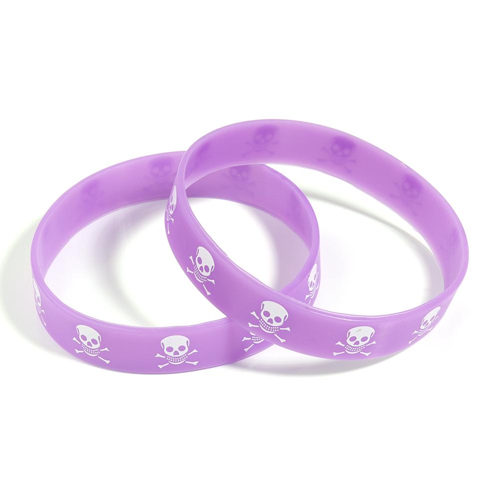 6pcs/lot Color Silicone Sports Bracelets Halloween Skull Style for Party Jewelry Gifts Teens Unisex Fitness Wristbands Wholesale