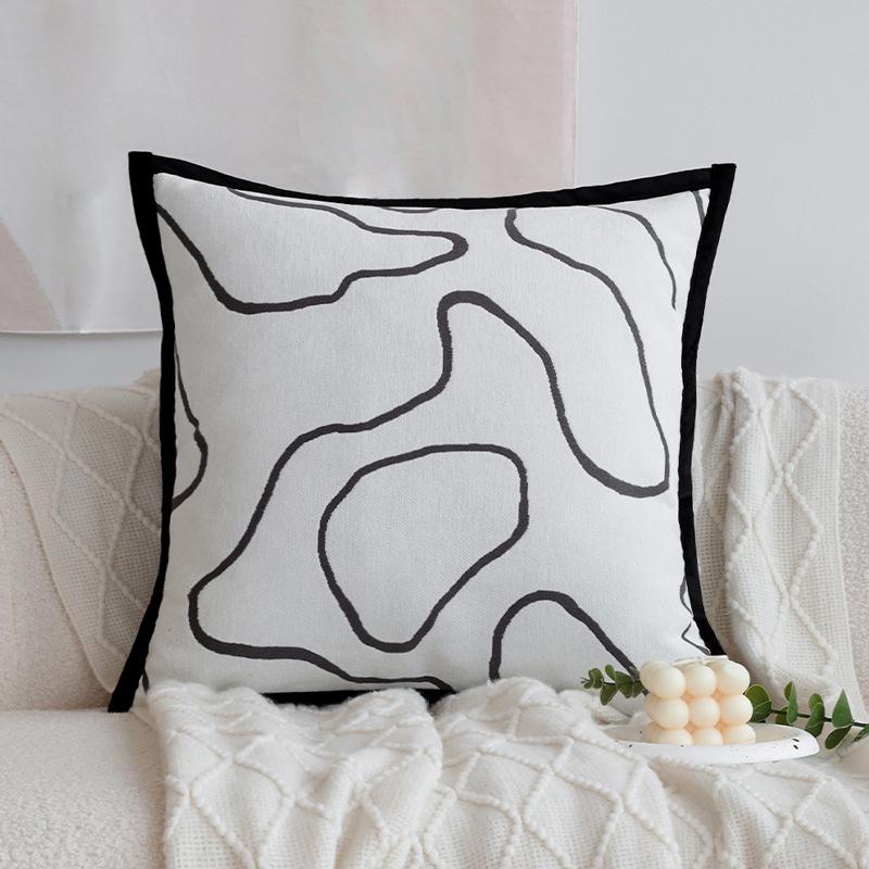 Nordic Simple Black and White Pillow Case Living Room Sofa Pillow Model Room Hotel B&B Home Cushion