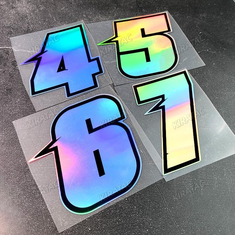 1PC Arabic Numerals Laser Motorcycle Stickers Waterproof for Motorbike Front Fairing Helemt Fender Scooter Bicycle Vinyl Decals