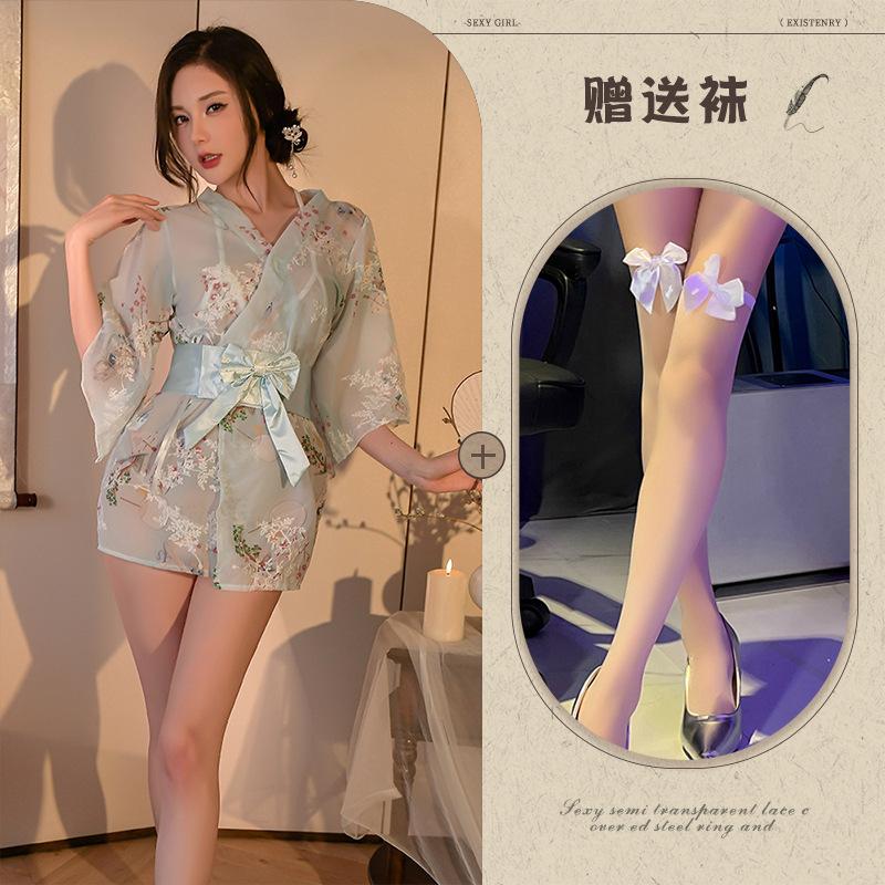 Large size Japanese kimono suit small chest erotic underwear seduction passion bed uniform