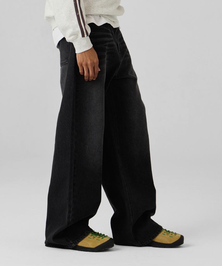 URBANAGE Standard Wash Wide Denim Pants Black
