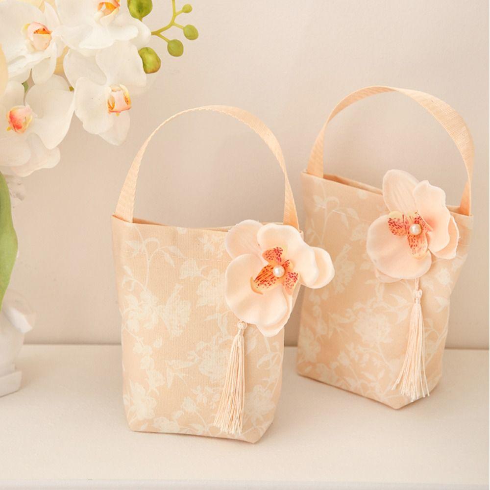 Butterfly Orchid Flower Pendant Wrist Hand Bag Korean Style Wedding Candy Bag  Female/Girls