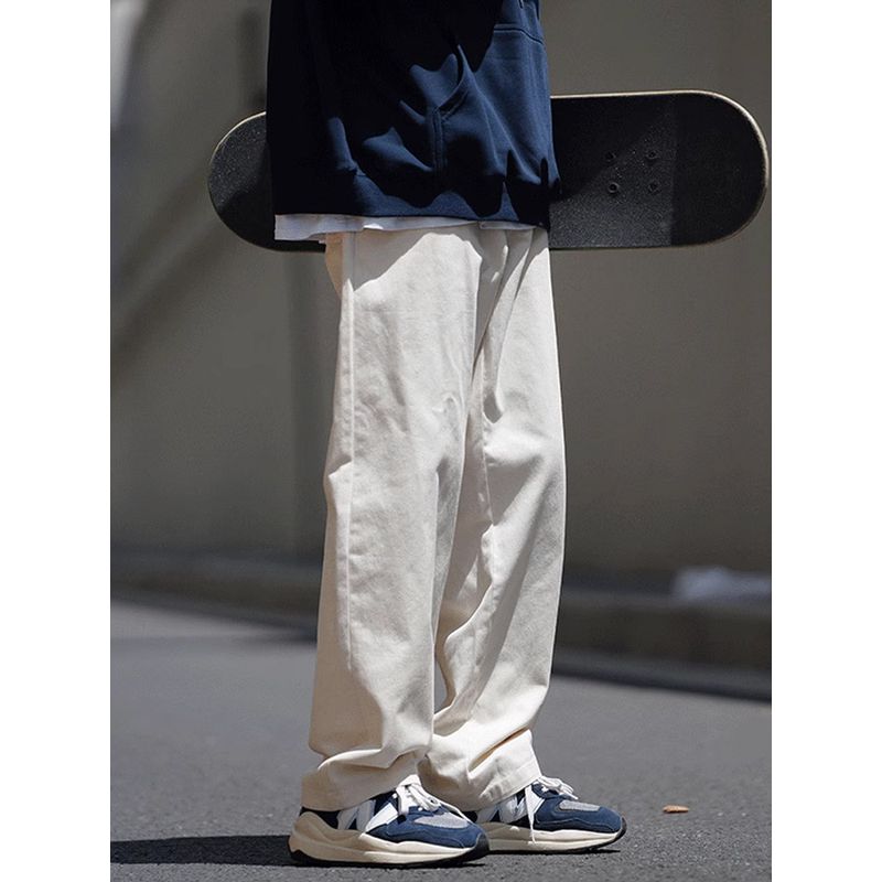Trendy Japanese Style Simple Pure Color Draping Mop Casual Pants