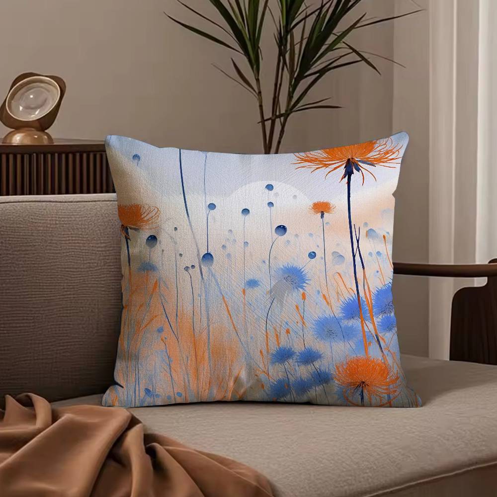 fashion Cornflower Pillow Case Anti-dustmite Pillowcase Invisible zipper silky short plush Sofa cushion cover