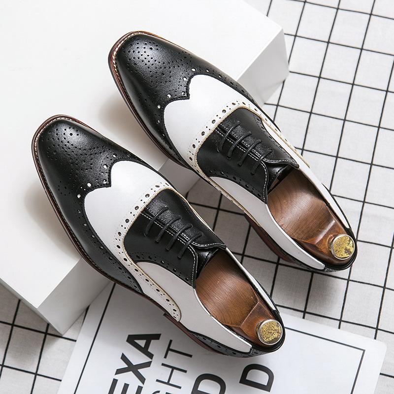 Herren Brock Lederschuhe Herren Britischer Stil Retro Graviert Farbpassend Freizeit Schuhe Studio Hochzeitsfoto Übergröße Herrenschuhe