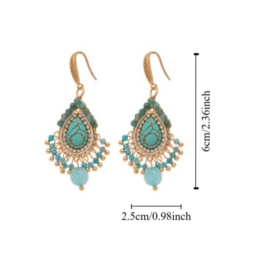 Pearl Flower Shape Bohemian Turquoise Earrings Bohemia Style Earrings Pendant  Summer Party