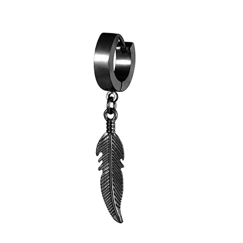 1 Pezzo Semplice Ciondolo Piuma Orecchini a Lobo Uomo Donna Acciaio Inossidabile Orecchini Unisex Moda Personalità Gioielli per Orecchie Accessori