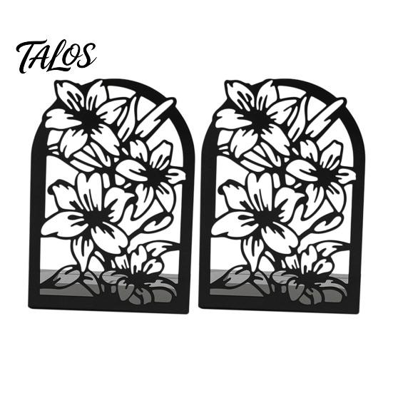 Office Desk Organizer 1 Pair Flower Metal Bookends, Decorative Vase Book Ends for Artistic Bookend Shelves, Black Holder Stopper Home Reading