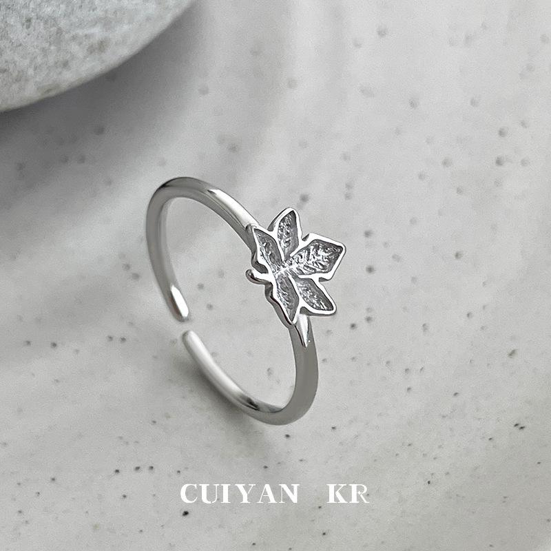 

Кольцо Cuiyan Shijie из серебра 925 пробы с кленовым листом для женщин - Минималистичный холодный стиль, Идеально для ношения в несколько рядов, На указательный палец, Серебряные украшения.