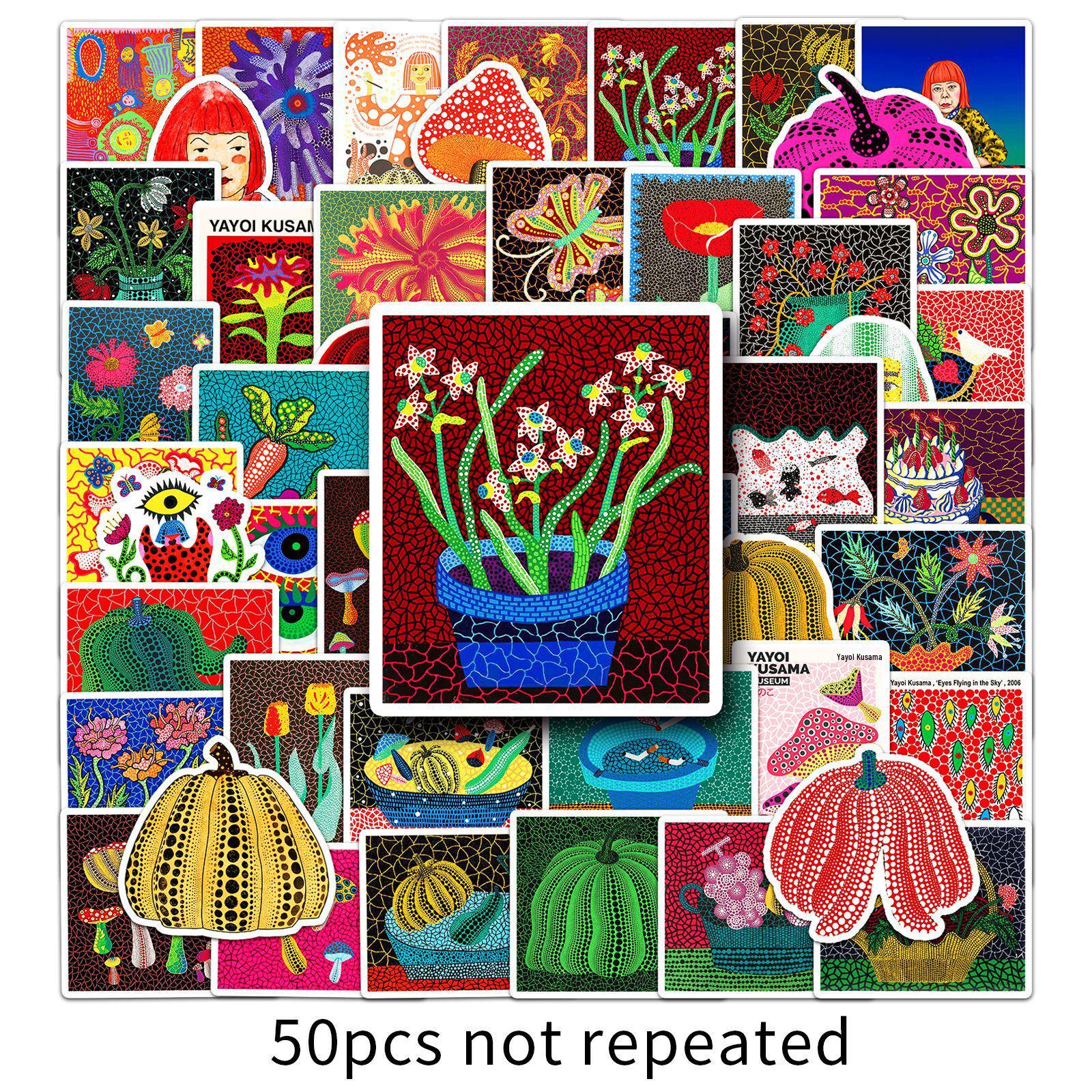 50 Yayoi Kusama Art Graffiti Stickers: Waterproof Decor for Laptops, Phones, and Journals