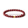 Gold Cinnabar Pixiu Bracelet with Lucky Beads and Curved Tube for Women – 999 Pure Gold DIY Gift