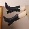 Best-selling Soft Leather Chunk-heeled Ankle Boots, High-heeled Mid-calf Boots, and Versatile Women's Shoes