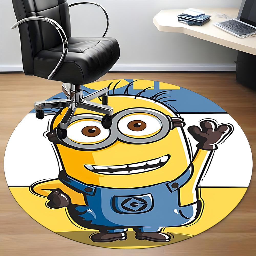 1PC Minion Office Round Area Rug, Indoor Mat Suitable For Office, Under Office Chairs Bedroom Living Room Home Decor, Room Deco1100