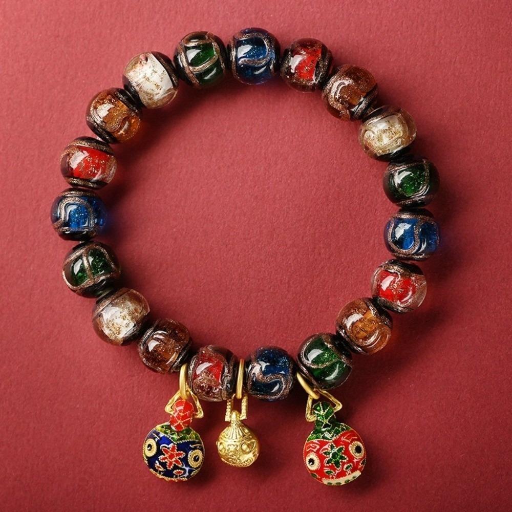 Incense Ash Prayer Bracelet Colorful Enamel Lucky Charm Bracelet Glass Bead Bracelet Men