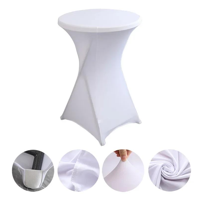 Pure Color Table Cloth Elastic Bar Table Cover Dustproof Polyester Round Tablecloth