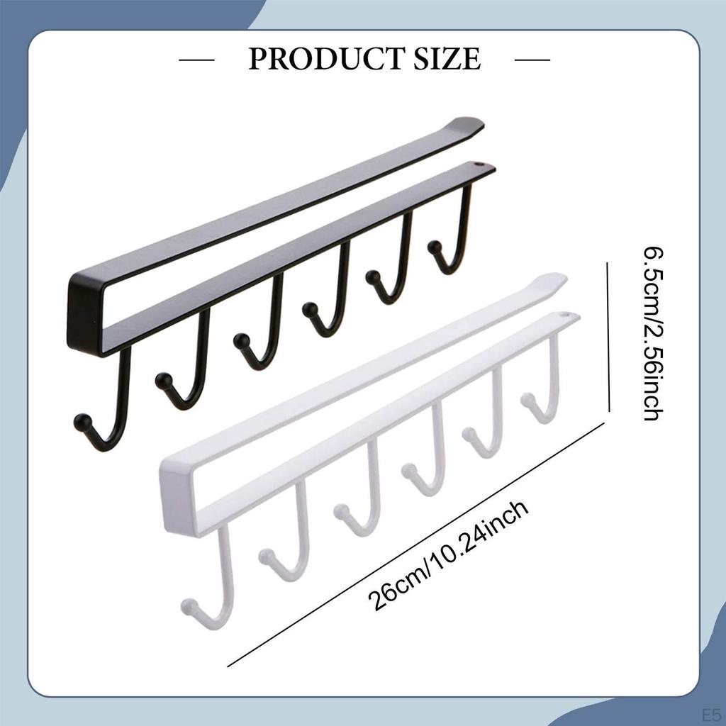 2 Coffee Cup Holders with Hooks, Hanging Rack, Iron under-Cabinet Organizer for Kitchen