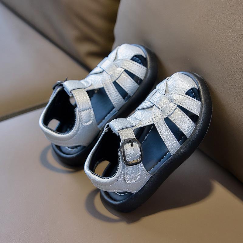 Girls Closed-Toe Summer Sandals, Breathable Soft Sole, Anti-Kick, Ages 1-6 25