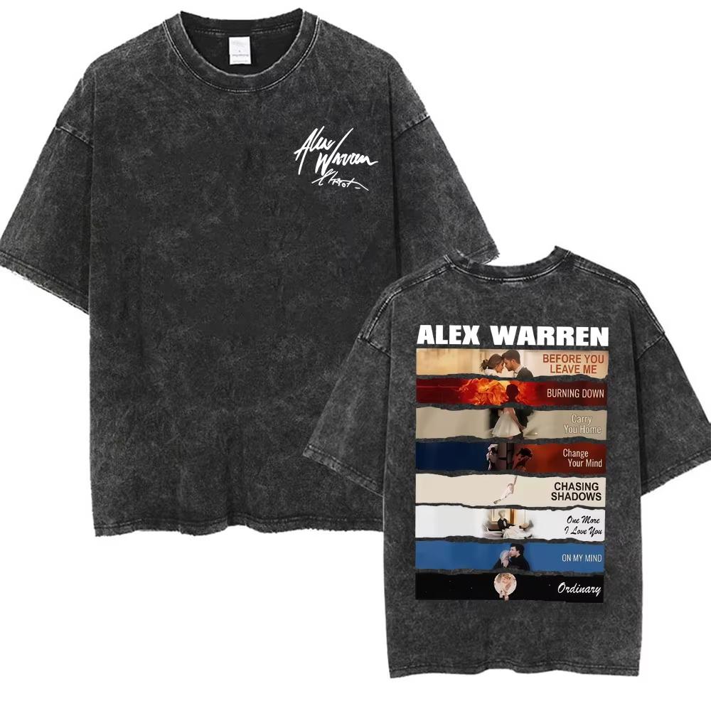 Alex Warren Little Orphan Alex Live 2026 Washed Vintage T Shirt Men Women Fashion Trend Street Tshirts Summer Tops Loose Tshirt