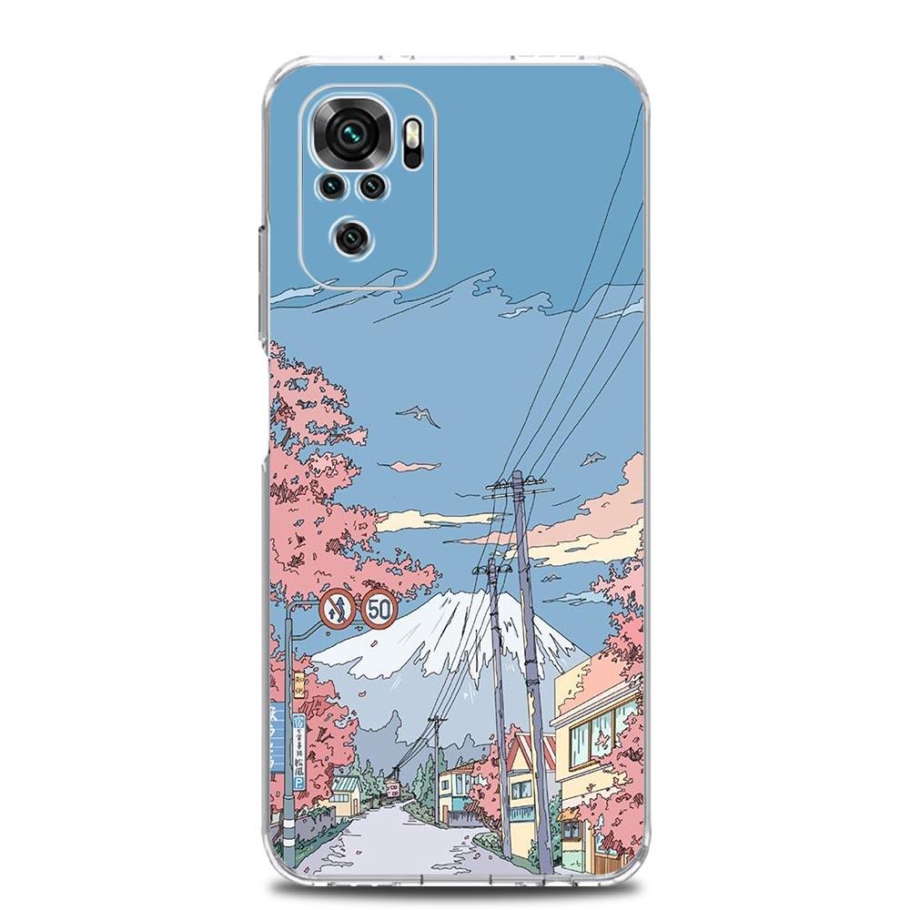 INS Japan Sunset Scenery Clear Phone Case For Xiaomi Redmi Note 12 5G 9S 9 8 10 11 Pro+ 9T 8T 10C 9C 9A 7 Pro Soft Back Cover