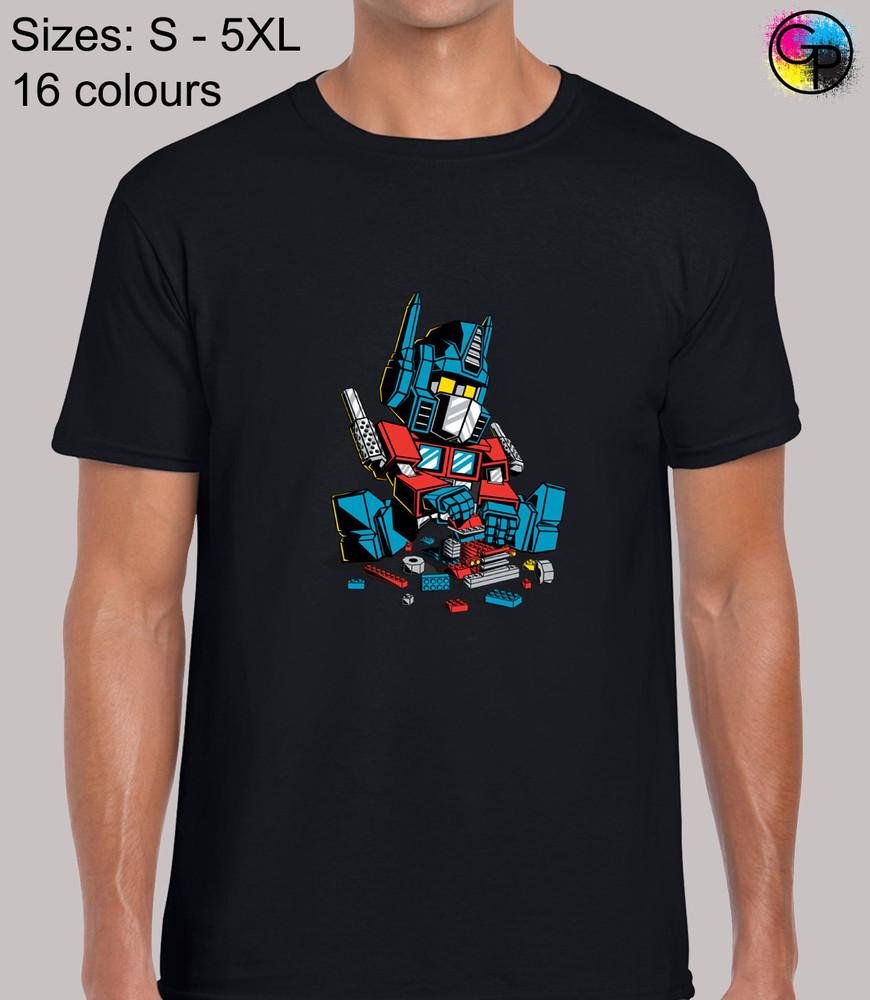 

Optimus Bricks Action Movie Film Funny Novelty Regular Fit T-Shirt for Men 2XL