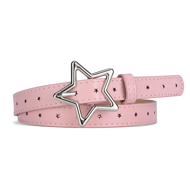 Pu Leather Pentagram Buckle Waistband Elegant Waistbands For Women Girls Sweet Dress Pants Decoration Waist Belt